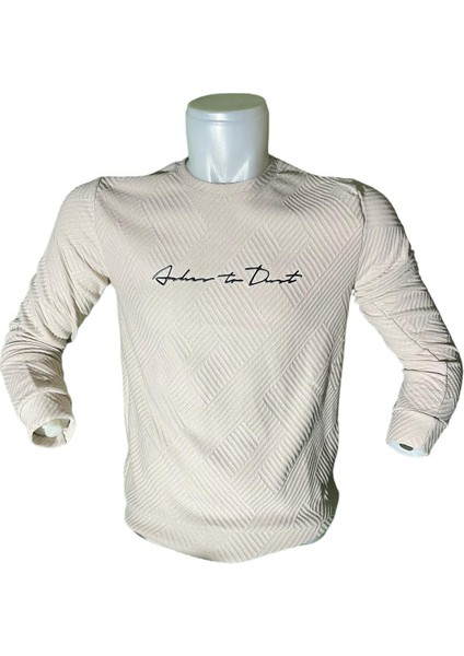 Önü Yazılı Erkek Bisiklet Yaka Kazak