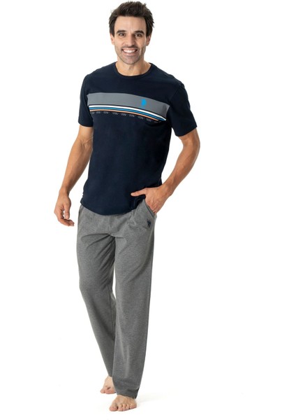 18798 Erkek Kısa Kollu Pijama Takımı-Lacivert