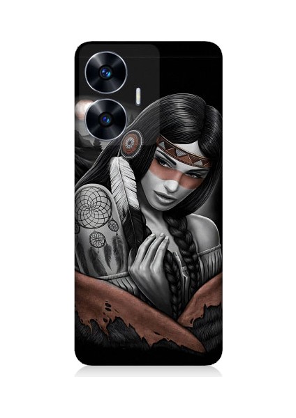 Realme C55 Uyumlu Kızılldereli Kız Dreamcatcher Desenli Silikon Kılıf