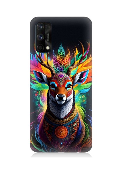 Realme 7 Pro Uyumlu Mistik Ala Geyik Desenli Silikon Kılıf
