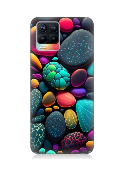 Realme 8 Uyumlu Artx Kırmızı Doğa Taşlar Desenli Silikon Kılıf