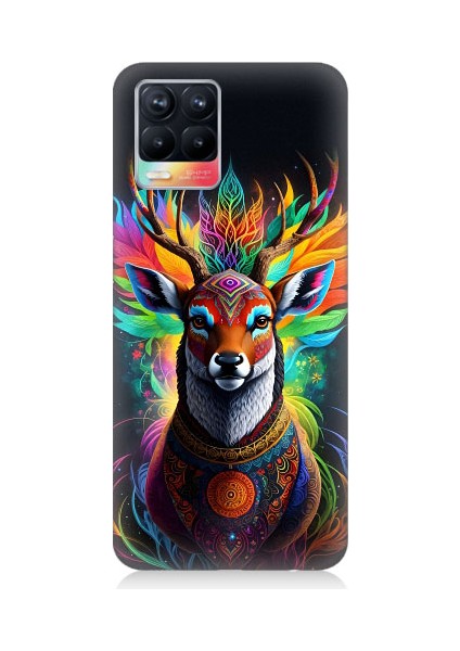Realme 8 Uyumlu Mistik Ala Geyik Desenli Silikon Kılıf