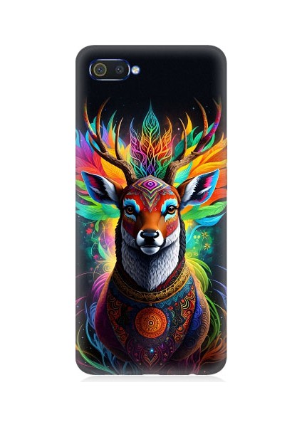 Realme C2 Uyumlu Mistik Ala Geyik Desenli Silikon Kılıf