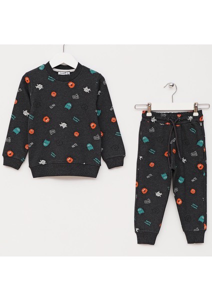 Erkek Çocuk Şardonlu Pijama Takım - 11540 - Antrasit