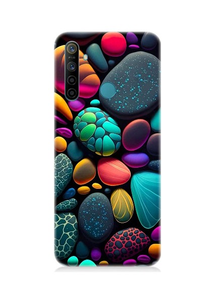 Realme 5i Uyumlu Artx Kırmızı Doğa Taşlar Desenli Silikon Kılıf