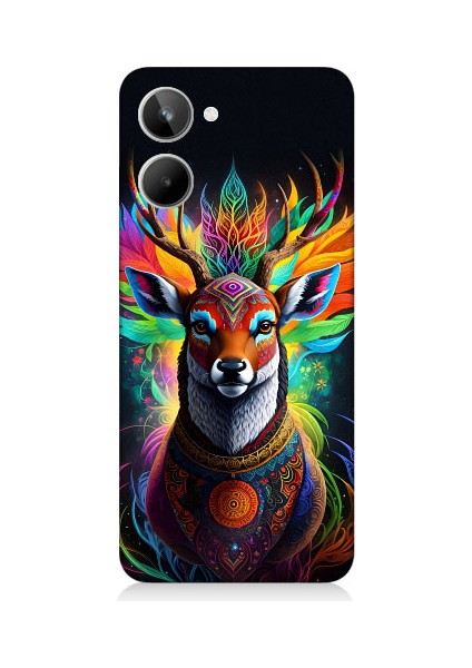 Realme 10 Uyumlu Mistik Ala Geyik Desenli Silikon Kılıf