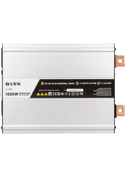 S-Link SL-1000 Watt 12 Volt 1000 Watt Inverter 12V-220V Çevirici  Dönüştürücü Inverter