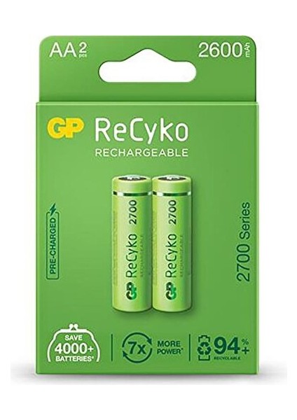 2600 Mah R6 Aa Şarjlı Kalem Pil 2 Li Paket Şarj Edilebilir Pil