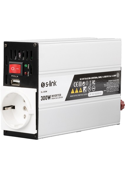 S-Link SL-300W 300 Watt Dc 12 Volt 220 Volt Çevirici Dönüştürücü Ac 230 Volt Inverter 12V-220V