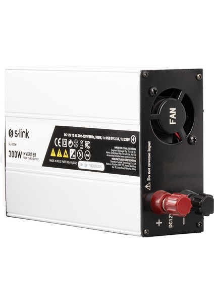 S-Link SL-300W 300 Watt Dc 12 Volt 220 Volt Çevirici Dönüştürücü Ac 230 Volt Inverter 12V-220V