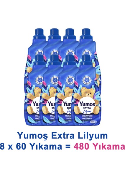 Extra Konsantre Çamaşır Yumuşatıcısı Lilyum 1440 ml 60 Yıkama x 8 Adet