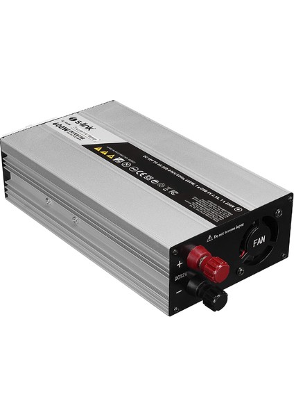 S-Link SL-600W Dc 12 Volt Ac 220 Volt Çevirici Dönüştürücü 600 Watt Inverter 12V-220V