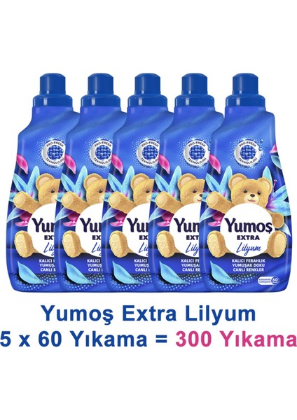Extra Konsantre Çamaşır Yumuşatıcısı Lilyum 1440 ml 60 Yıkama x 5 Adet