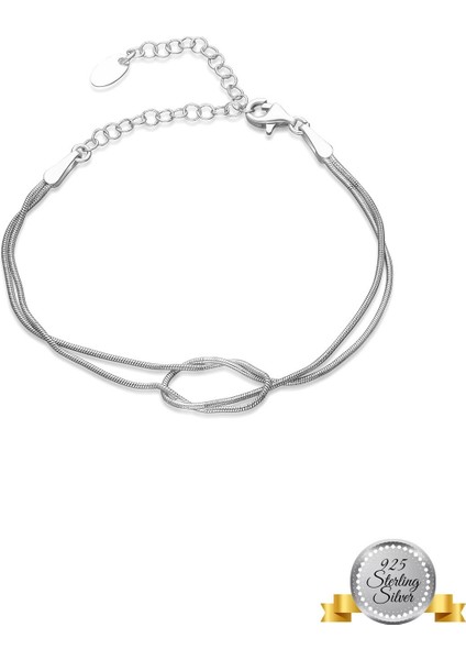 925 Ayar Gümüş Düğümlü Yılan Altın Kaplama Bileklik