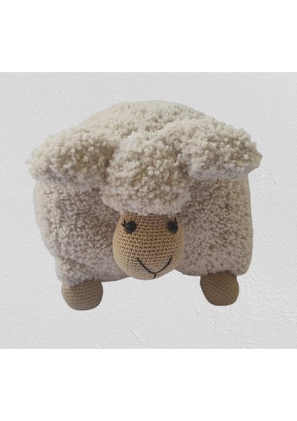 Sütlü Kahve Pofuduk Kuzu Yastık Amigurumi Organik Oyuncak