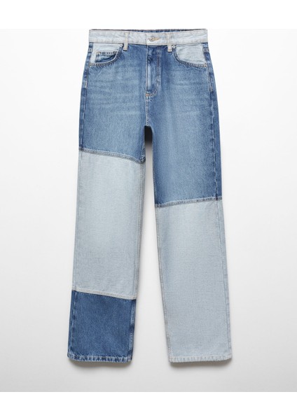 Geniş Paça Patchwork Jean