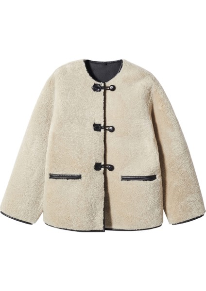 Aplikeli Kürk Görünümlü Palto