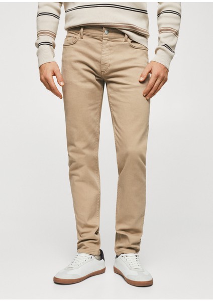 Man Slim Fit Renkli Jean
