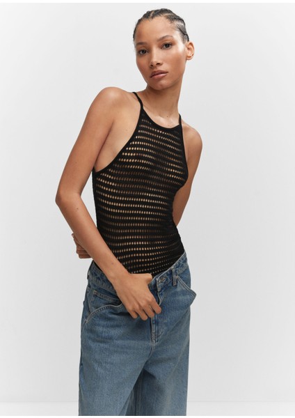 Halter Yaka Örme Üst
