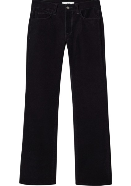 Orta Bel Mid-Rise Kadife Dar Paça Jean