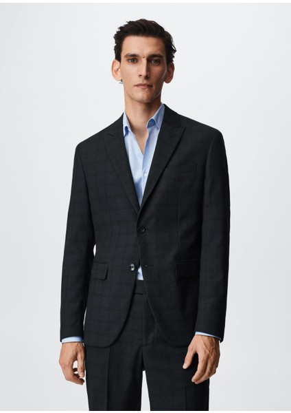 Slim Fit Kareli Takım Blazer