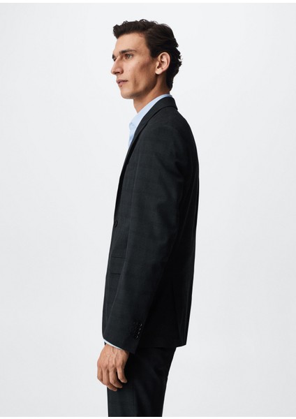 Slim Fit Kareli Takım Blazer