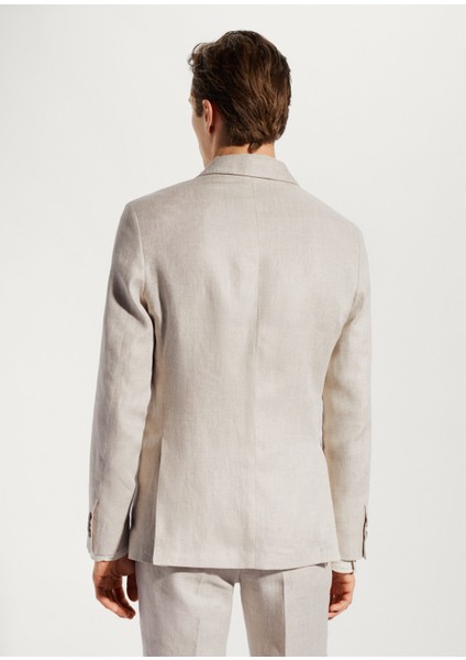 %100 Keten Slim Fit Takım Elbise Ceketi