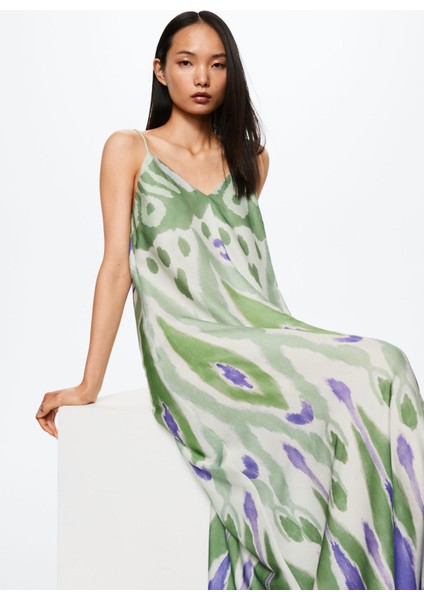 Baskılı Saten Elbise modelleri