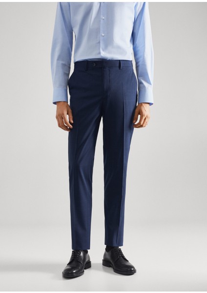 Slim Fit Kareli Takım Pantolon