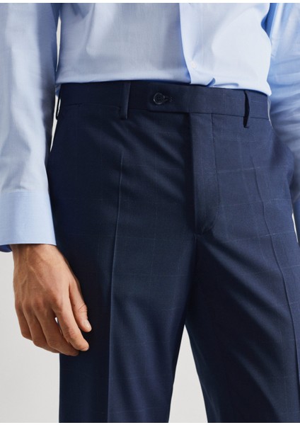 Slim Fit Kareli Takım Pantolon