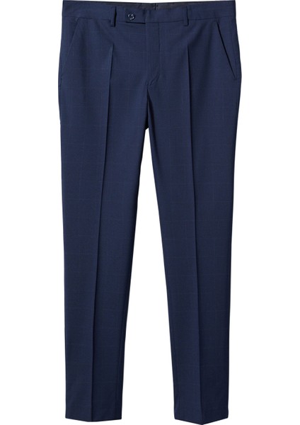 Slim Fit Kareli Takım Pantolon
