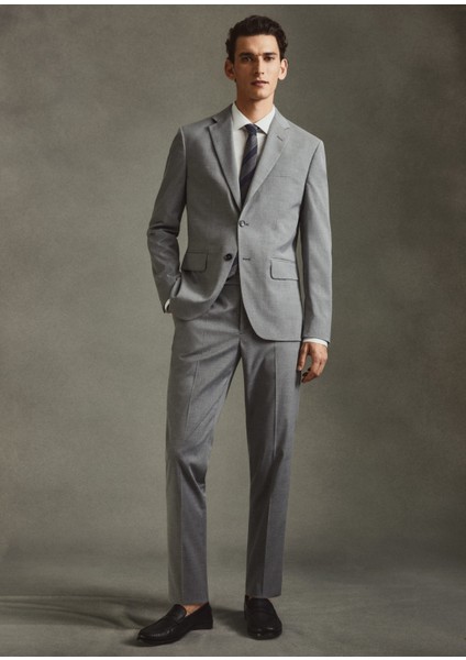 Man Slim Fit Kareli Takım Pantolon