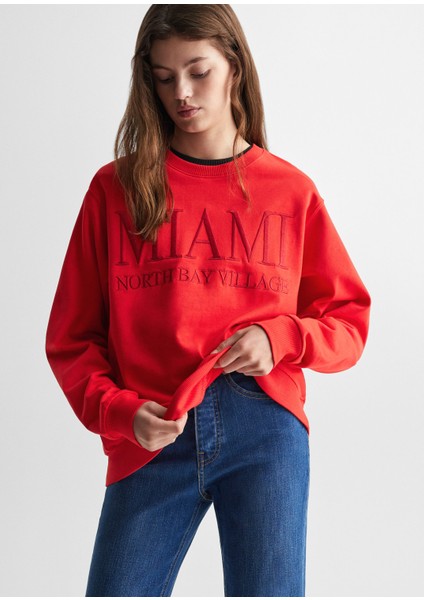 Mango İşlemeli Organik pamuklu işlemeli sweatshirt