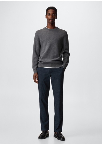 Slim Fit Kareli Pamuklu Pantolon