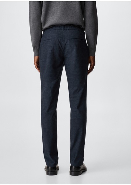 Slim Fit Kareli Pamuklu Pantolon