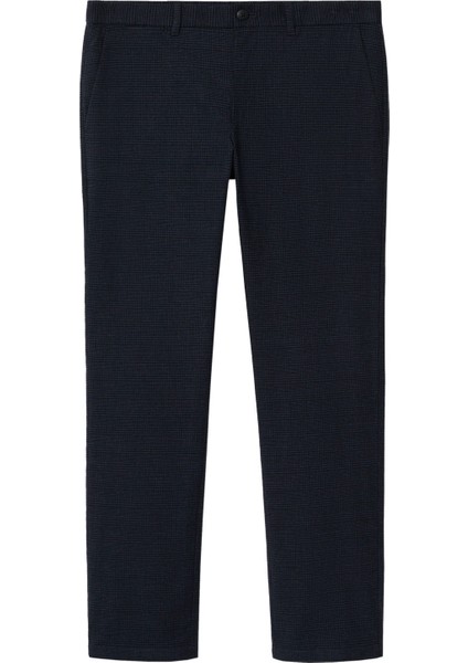 Slim Fit Kareli Pamuklu Pantolon