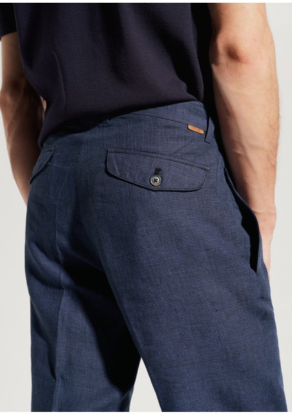 Man Slim Fit %100 Keten Pantolon