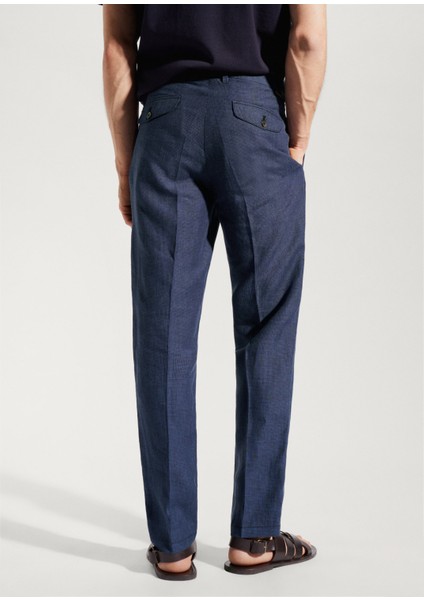 Man Slim Fit %100 Keten Pantolon
