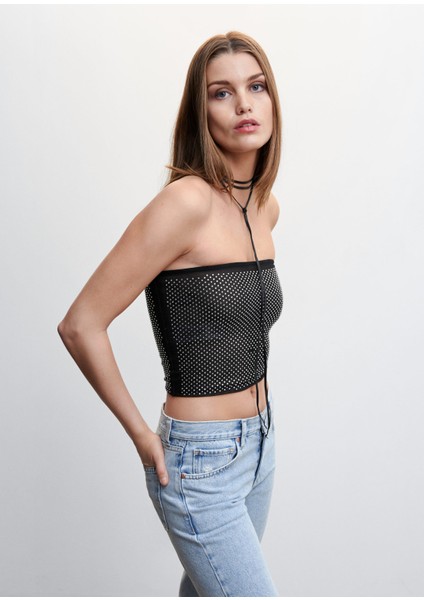 Taşlı Bandeau Üst