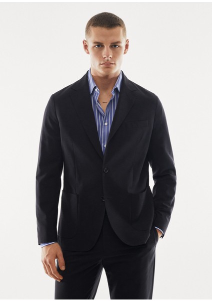 Nefes Alabilen Slim Fit Takım Elbise Ceketi