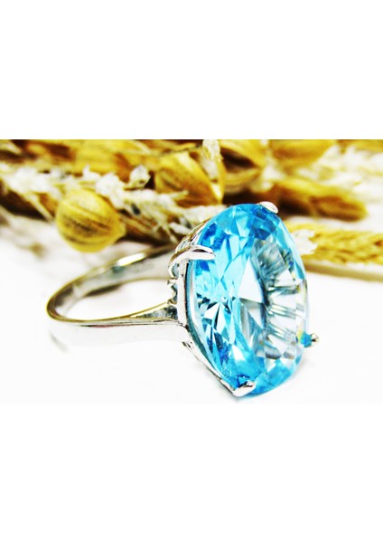 Lilahgümüştrgümüş Aqua Oval Taşlı Kadın Yüzük modelleri