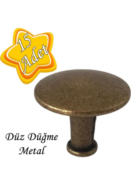 15 Adet Düz Düğme Antik Sarı Kulp Mobilya Çekmece Dolap Kapak Kulbu Metal Kulp Aksesuarları Vidalı