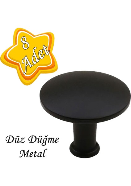 8 Adet Düz Düğme Siyah Kulp Mobilya Çekmece Dolap Kapak Kulbu Metal Kulp Aksesuarları Vidalı