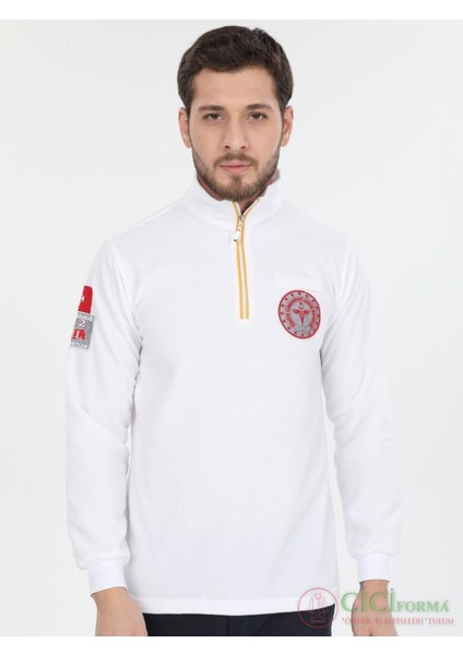 112 Acil Polar Yarım Fermuarlı Beyaz