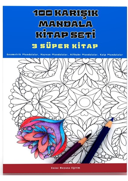 100 Karışık Mandala Kitap Seti - 3 Kitap
