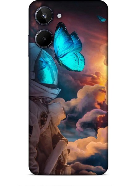 Realme 10 Kılıf Caliburn 4 Mavi Kelebek Silikon Kılıf