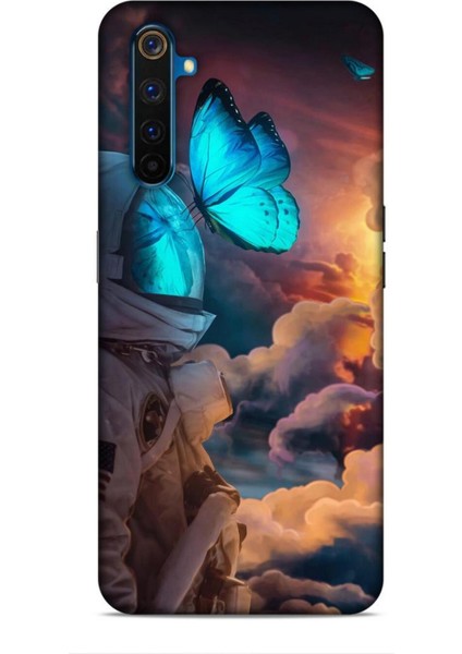 Realme 6 Kılıf Caliburn 4 Mavi Kelebek Silikon Kılıf