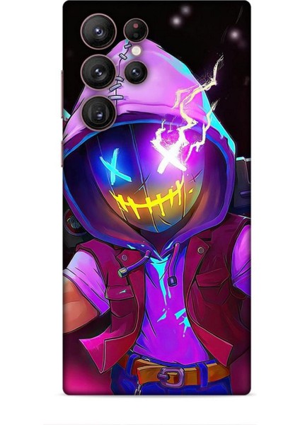 Samsung Galaxy S22 Ultra Kılıf Caliburn 19 Maskeli Pembe Tam Koruma Kılıf