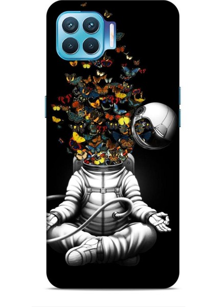 Oppo Reno 4 Lite Kılıf Caliburn 1 Astronot ve Kelebekler Telefon Kılıfı