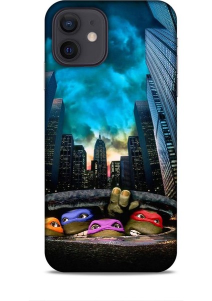 Apple iPhone 12 Kılıf Caliburn 11 Ninja Kablumbağalar 4K Baskılı Kılıf